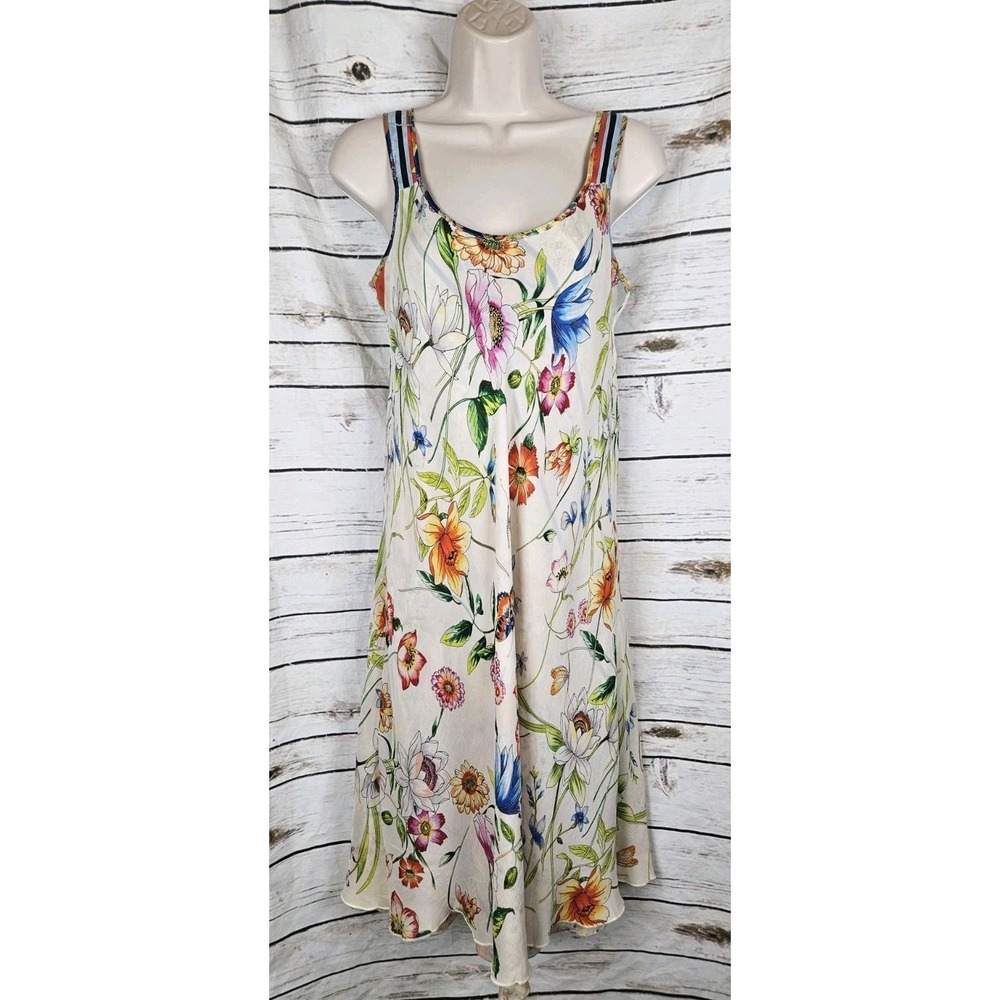 Johnny Was Biana Reversible Midi Slip Dress M Floral Cupra Rayon Bias Tank Fairy
